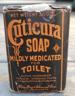 Vintage 1920s 30s Cuticura Medicated Toilet Soap Bar,Original Wrapper 