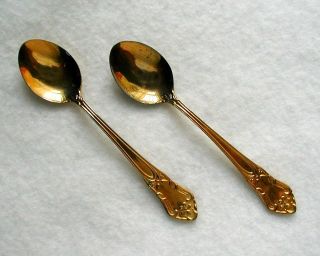 Two Vintage Demitasse Spoons MADE IN SWEDEN Gold Plate 4 1/4