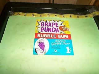 Vintage vending machine display Grape Punch bubble gum 1c card