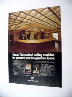 Johns Manville Versa Tile Molded Ceilings 1975 print Ad