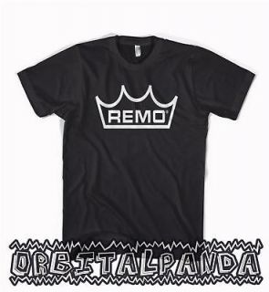 Remo T Shirt   Cymbals Kit Drum Precussion skins  Black