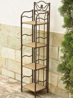 VALENCIA RESIN WICKER AND STEEL 4 TIER 12 INCH PLANT STAND