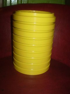 1970s RETRO FUNKY YELLOW PLASTIC TABLE LAMP SHADE 8inch