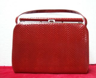 Vintage Life Stride Handbag Red & Blue Faux Reptile 1950s or 1960s