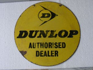 Vintage Porcelain Enamel Sign DUNLOP Authorised Dealer