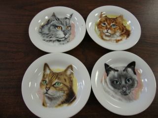 Small Cat Plates   Set Of 4   5 Wide