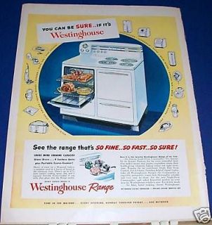 1948 Westinghouse Range vintage kitchen stove Ad
