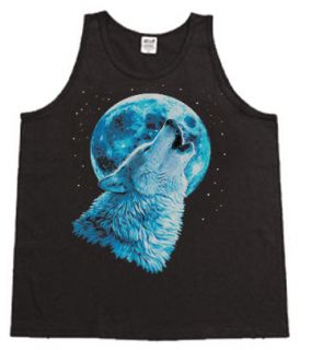 Lone wolf howling at the moon tank top or sleeveless muscle tshirt 