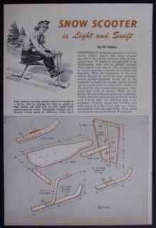 Snow Ski Scooter Sled 1953 How To build PLANS