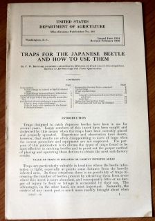 Traps for the Japanese Beetle and How To Use Them 1936 Metzger 