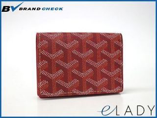 Auth GOYARD BUSINESS CARD HOLDER CANVAS/LEATHER RED (BF037026)