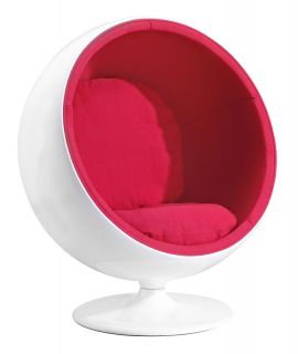 ZUO Mib Glossy White/Red Velour Bubble Chair