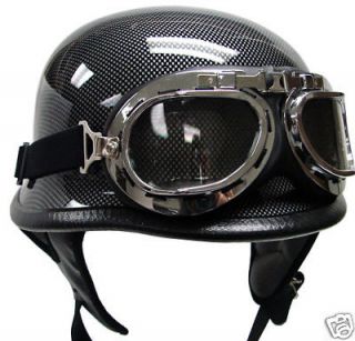 LOW PROFILE Matte Black Chopper Biker German Style DOT Half Helmet S M 