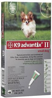 Bayer K9 Advantix II Green 6 Month Flea & Tick Drops for Small Dogs 