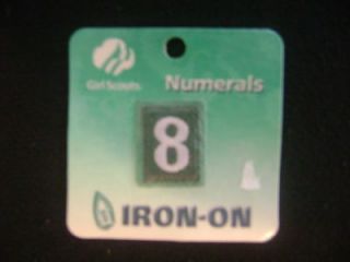   New Sealed Girl Scout Lic Numeral Patch Number 8 Eight Iron On Green