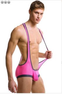 N2N Bodywear Mens Pink Raider X Singlet Wrestler Activewear