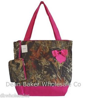Camo Brown Leaf Camouflage Shopping Tote Oversized Bag Pink Trim