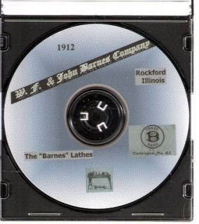 BARNES LATHE Catalog 1912 W.F. and John Barnes Co on CD