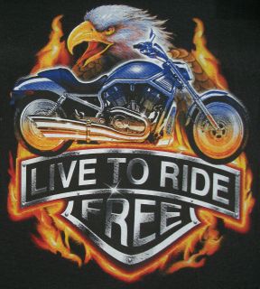 Biker Tshirt Live To Ride Free Davidson Motorcycle Gang Hog Rally 