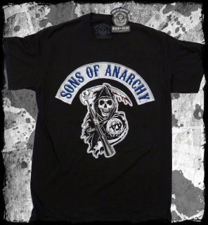 Sons of Anarchy   Logo SOA Biker Patch black t shirt   Official   FAST 