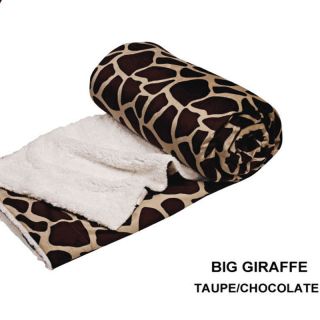   blanket Faux Fur taupe Giraffe reversible Winter Borrego blankets