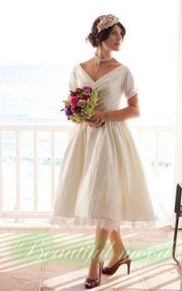 2012 New Short Tea Length Beach Dress Short Sleeves Custom