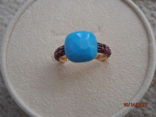 STUNNING POMELLATO CAPRI COLLECTION 18K ROSE GOLD TURQUOISE & RUBY 