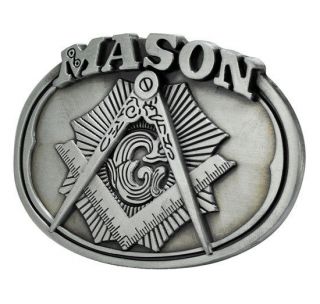 Mason Freemason Belt Buckle Masonic Silver Brushed Metal Unique Hip 