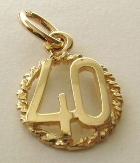 SOLID 9ct YELLOW GOLD 40 TH BIRTHDAY CHARM/PENDANT