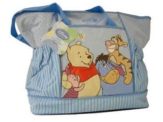  The Pooh Tigger Piglet Eeyore Baby Large Blue Tote Diaper Bag NWT