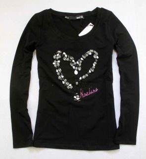 NWT Womens/Laides Moschino Stones Heart T Shirt/Top 17977 Black Size 