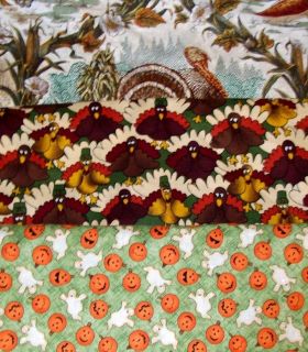 Fabric Fall Autumn Theme Thanksgiving Quilt Cotton Assorted Prints 