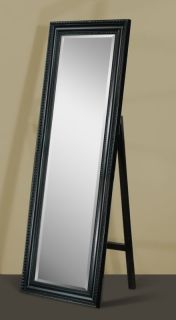 Carousel Black Framed Full Length Beveled Floor Mirror with Stand 