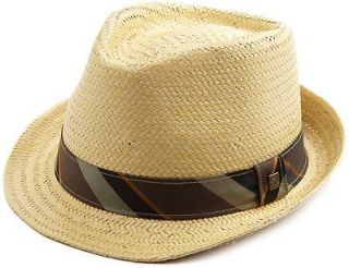 QUIKSILVER Mens 852913 BULLET Natural Straw Fedora Trilby Hat S / M 