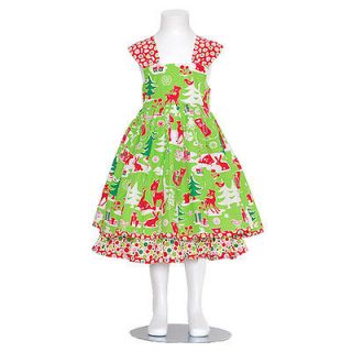 Jelly The Pug Little Girls Size 4 Green Holiday Scene Boutique Dress