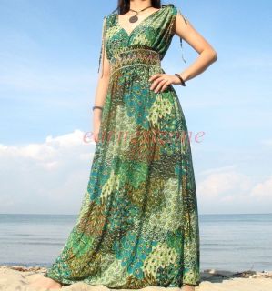 New Evening Party Plus Size Peacock Formal Wedding Long Maxi Dress M 