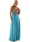   Tyra Jewel Butterfly Turquoise Chiffon Backless Maxi Dress UK8 14