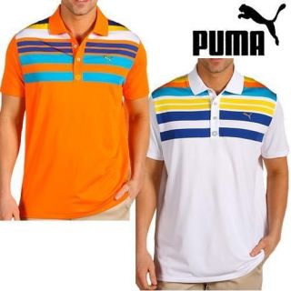 New 2012 Puma Engineered Stripe Tech Polo Shirt   2 colors   Orange or 