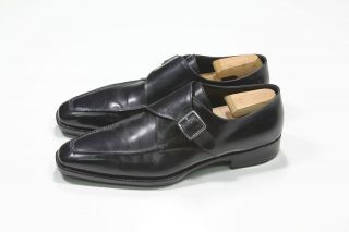   * Salvano Lattanzi Bespoke Black Monk Strap Handmade Dress Shoes 12.5