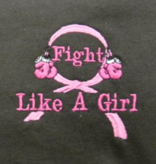 Fight Like A Girl Boxing Glove Pink Ribbon Brown S/S T Shirt 3X New