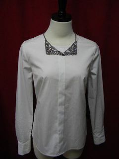 CREW COLLECTION CRYSTAL NECKLACE SHIRT SIZE 0 $225 NWT FALL 2012