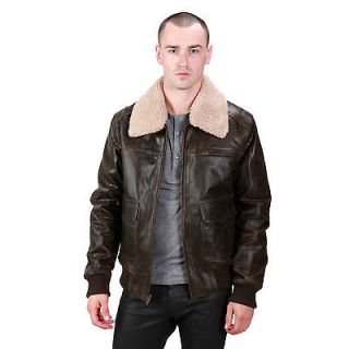 mens leather bomber jacket in Coats & Jackets