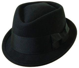 New Frank Sinatra Wool Fedora/Trilby Hat Black Stingy Brim Diamond 
