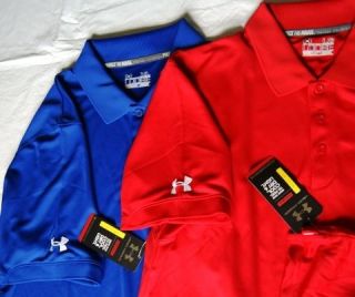 New Mens UNDER ARMOUR Heatgear Polos Red OR Royal Blue   over $50 