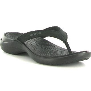 Crocs Flip Flops Beach Sandals Genuine Capri IV Womens Shoes Black UK 