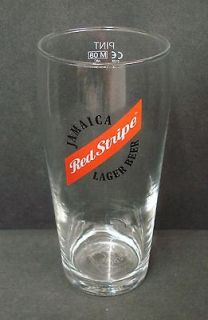 RED STRIPE JAMAICA LAGER BEER PUB HOME BAR PINT GLASS USED M08