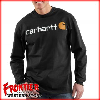 Carhartt Long Sleeve Cotton Logo T Shirt Black K298 BLK