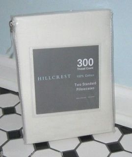   listed 300tc HILLCREST Standard Pillowcases SOLID WHITE 100% cotton