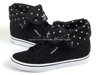 Adidas Honey Hi Plimsolls W Black/White Originals Trefoil Casual Shoes 