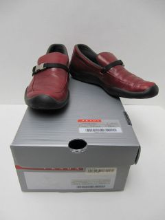 AUTHENTIC PRADA Sport Red Leather Buckle Loafers Slip On Shoes Vibram 